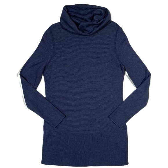 Adrienne Vittadini Cowl Neck Tunic Sweater Navy Heather Lightweight Size M - Picture 5 of 16